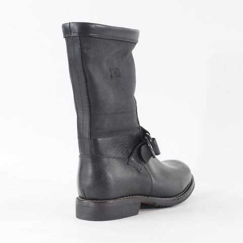 Mens Timberland CLRNE 76543 Deep Black Leather Canvas Pull On Mid Casual Boots