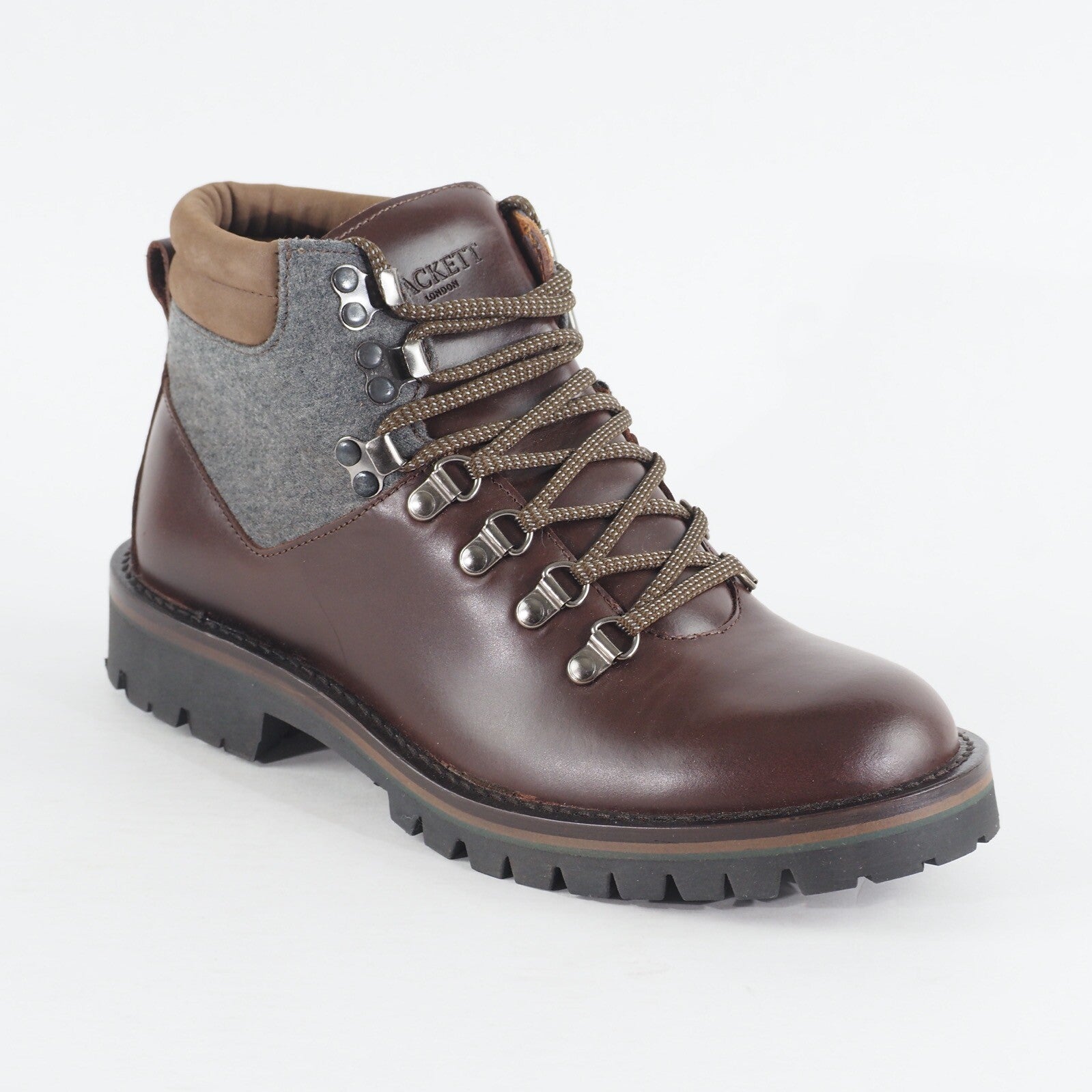 Mens Hackett London Fox Group Hiking HMS20745 Dark Brown Leather Casual Boots