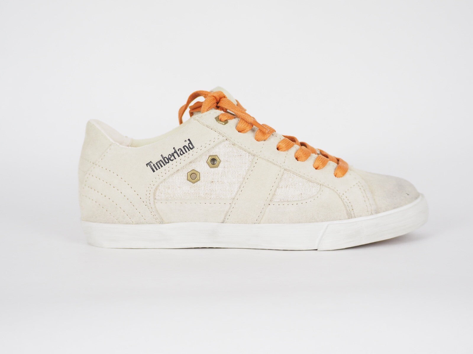 Womens Timberland EK Glstnbry 8233B Beige Leather Lace Up Trainers Casual Shoes