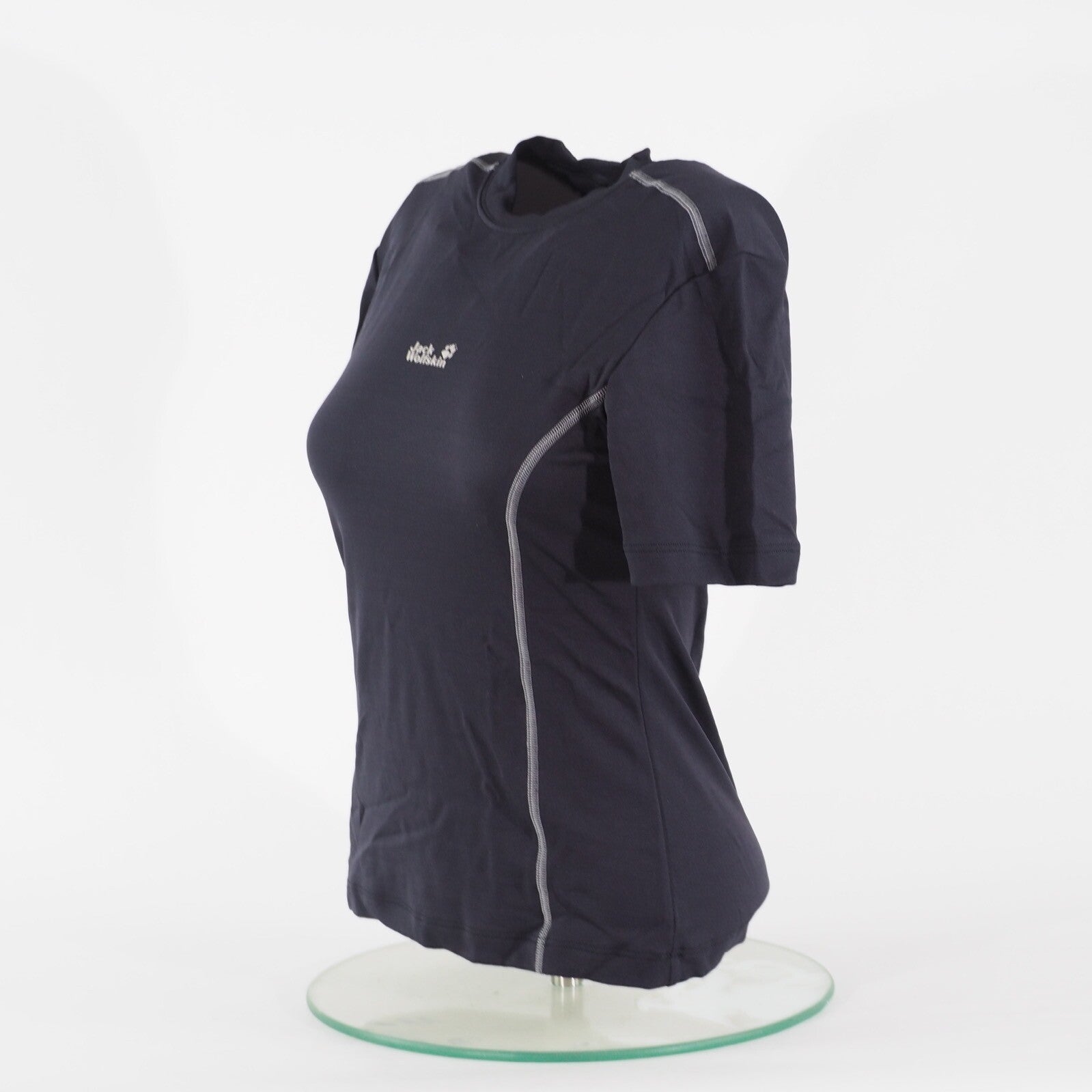 Womens Jack Wolfskin Short Sleeve Drybase Black Round Neck Stretch T-Shirt