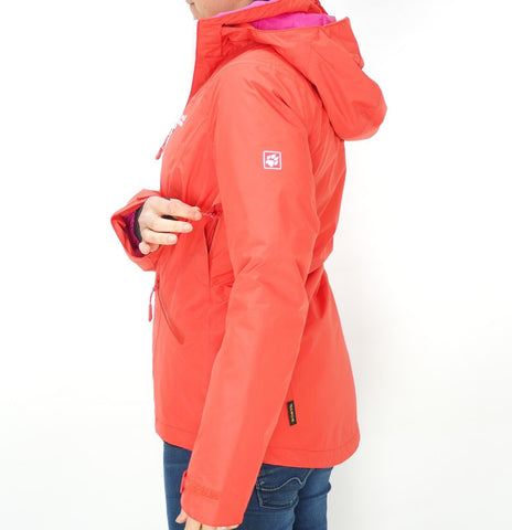 Womens Jack Wolfskin Good Alpine 1111631 Orange Coral Zip Up Waterproof Jacket