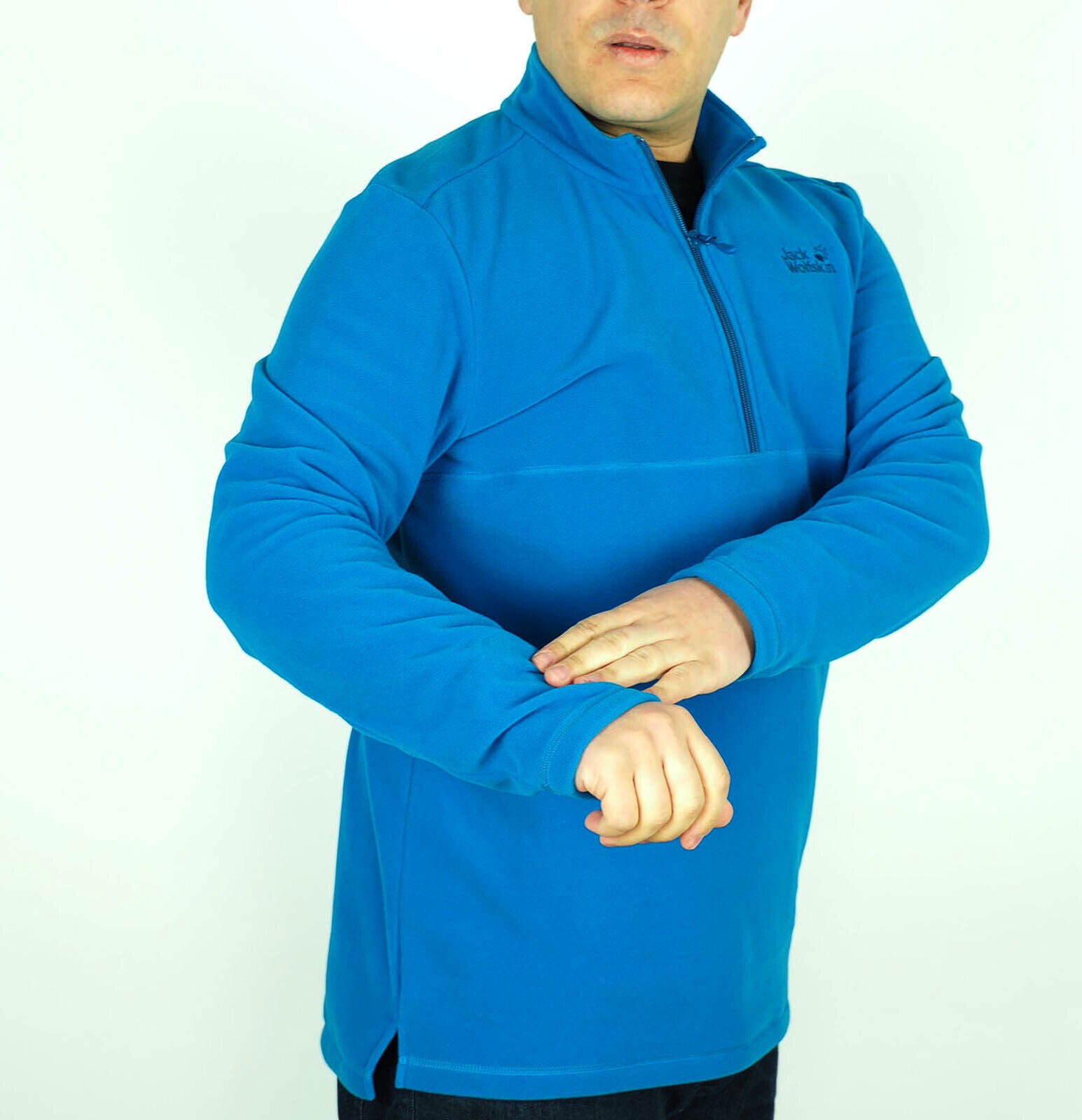 Mens Jack Wolfskin Gecko 1704141 Glacier Blue Half Zip Warm Fleece Sweatshirt