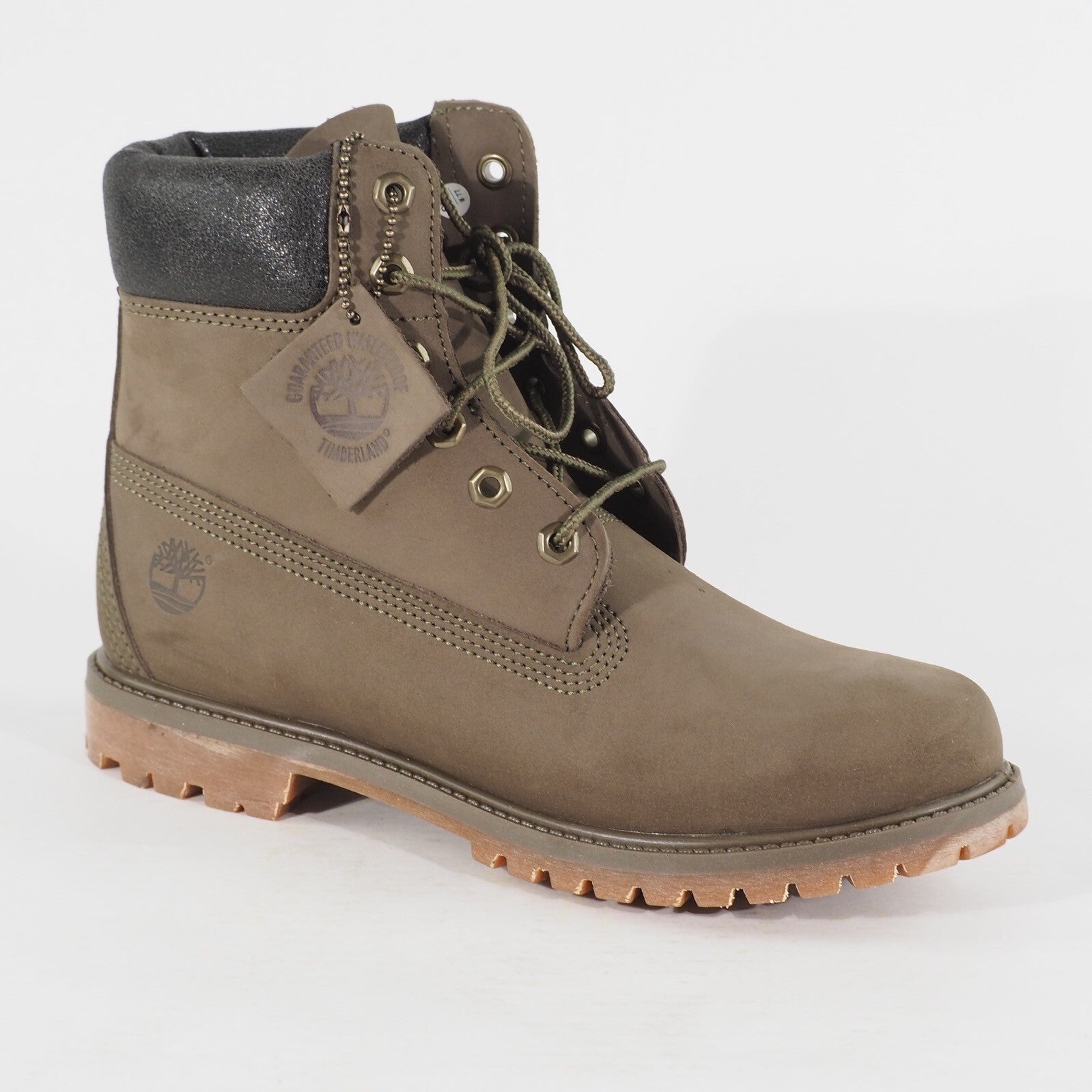 Womens Timberland 6 Inch A1HZM Olive Leather Lace Up Waterproof Walking Boots