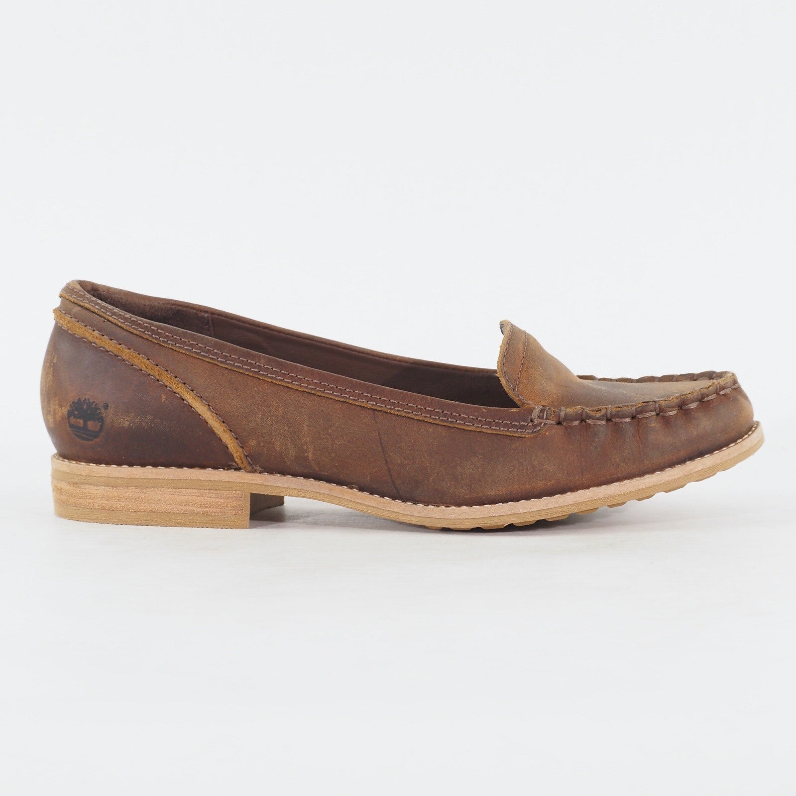 Womens Timberland Thayer 8562R Brown Leather Shoes Casual Slip On Loafers