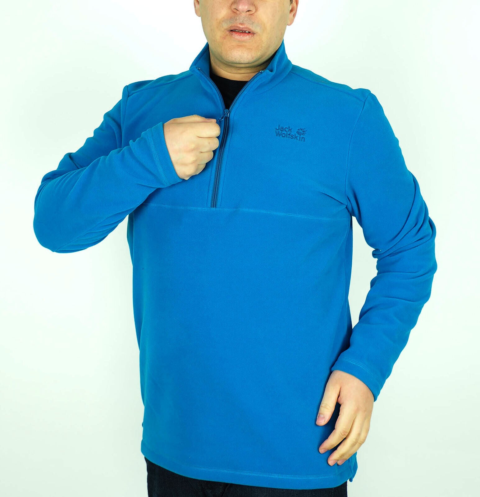 Mens Jack Wolfskin Gecko 1704141 Glacier Blue Half Zip Warm Fleece Sweatshirt