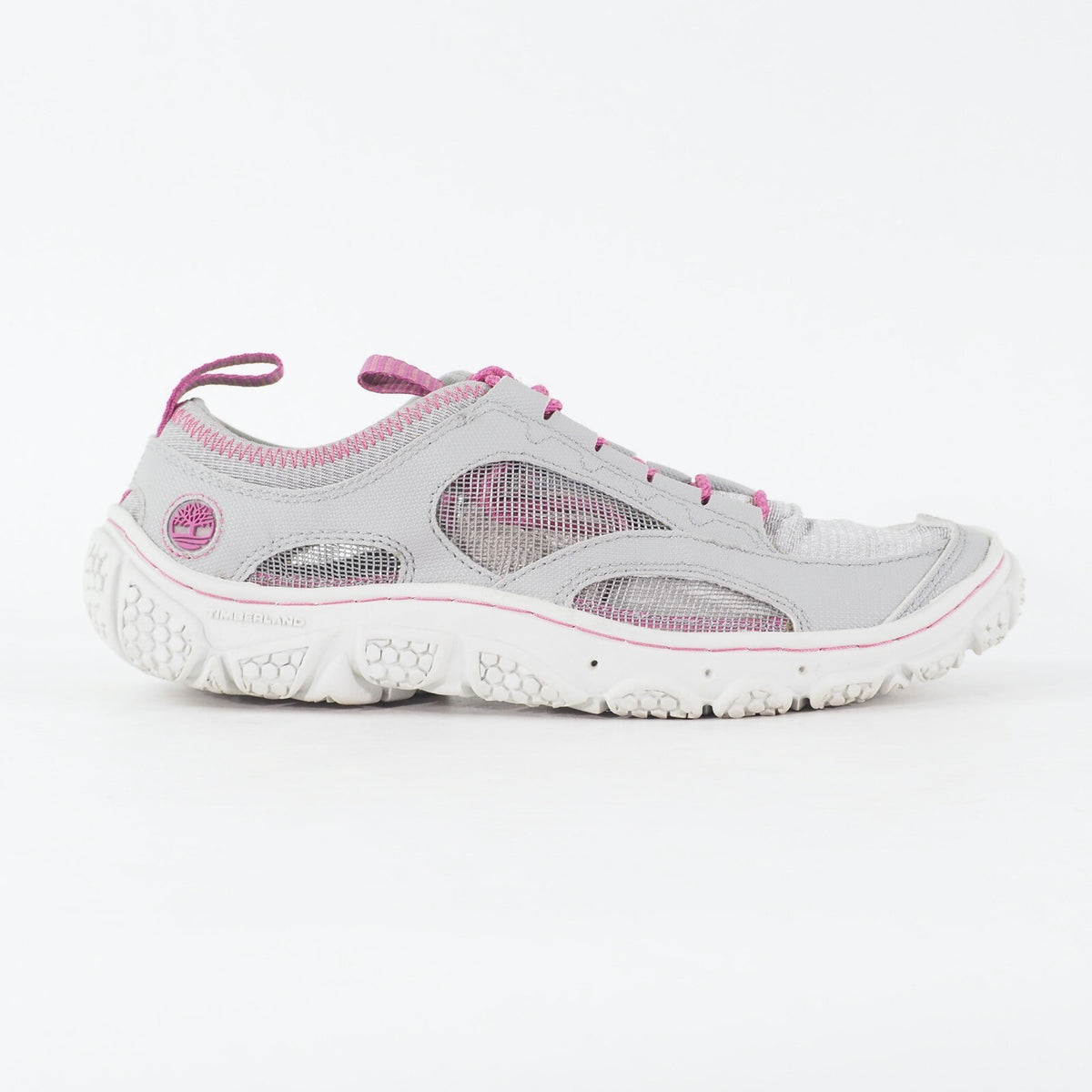 Womens Timberland Wake 58600 Grey Mauve Fabric Lace Up Casual Trainer Shoes