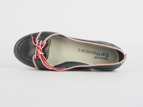 Womens Timberland Ek Belle Island 24647 Leather Lace Up Black Casual Loafers
