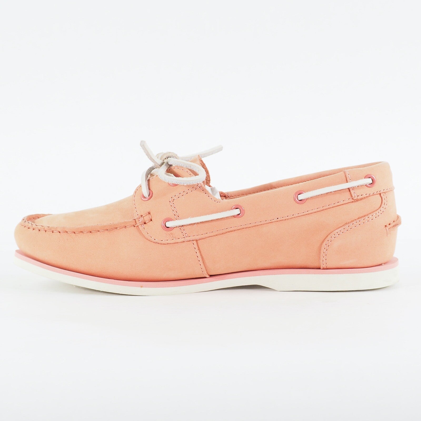 Womens Timberland Classic A1NB9 Medium Pink Leather Lace Up Casual Boat Shoes