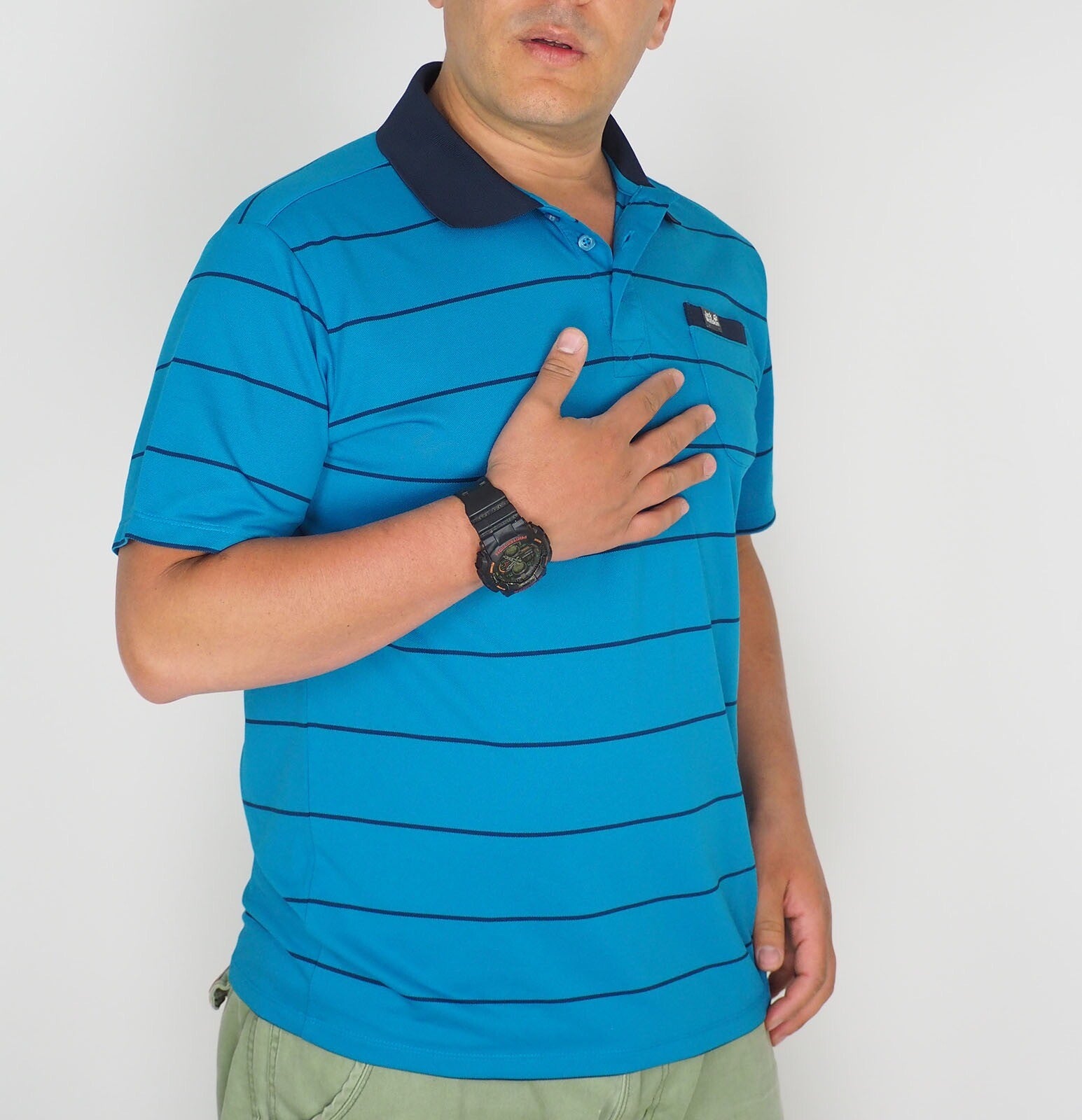 Mens Jack Wolfskin CAS 5008491 Dark Turqoise Casual Short Sleeve Polo Shirt