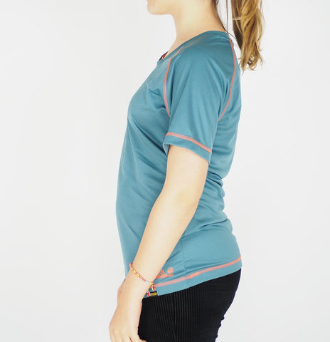 Womens Jack Wolfskin Rock Chill 1804501 Dark Coral Green Casual Sports T Shirt