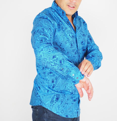 Mens The Original Ben Sherman MA1270M Paisley Alaskan Blue The Beatles Shirt