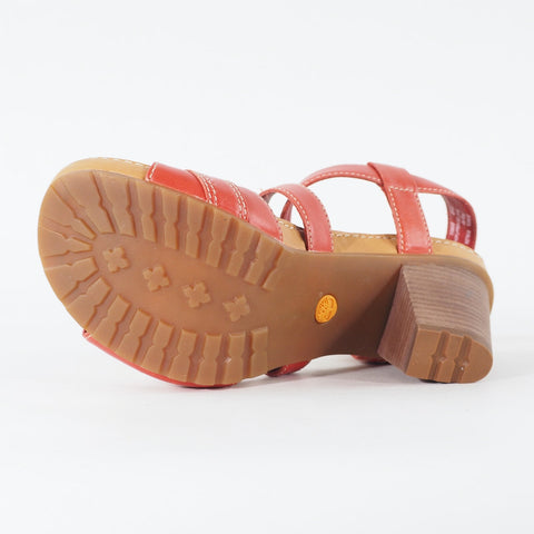 Womens Timberland Belicia Sandal 15668 Red Leather Strappy Buckle Heeled Shoes