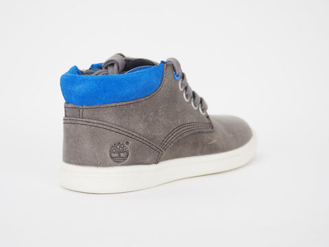 Boys Timberland Bimbo A15TW Grey / Blue Leather Lace Up Toddlers Chukka Boots