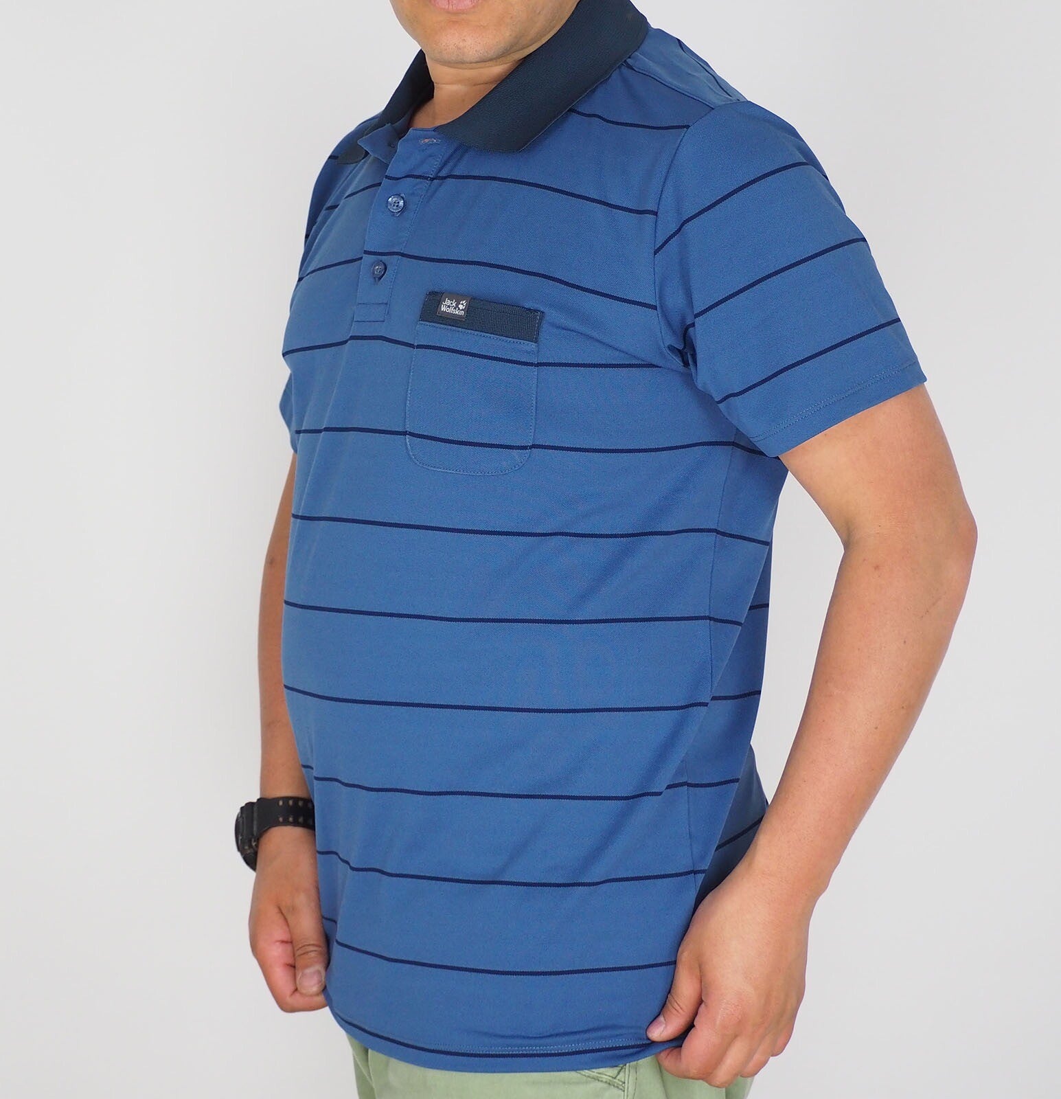 Mens Jack Wolfskin Schlern 5011411 Ocean Wave Summer Short Sleeve Polo Shirt