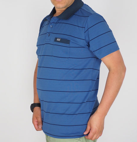 Mens Jack Wolfskin Schlern 5011411 Ocean Wave Summer Short Sleeve Polo Shirt