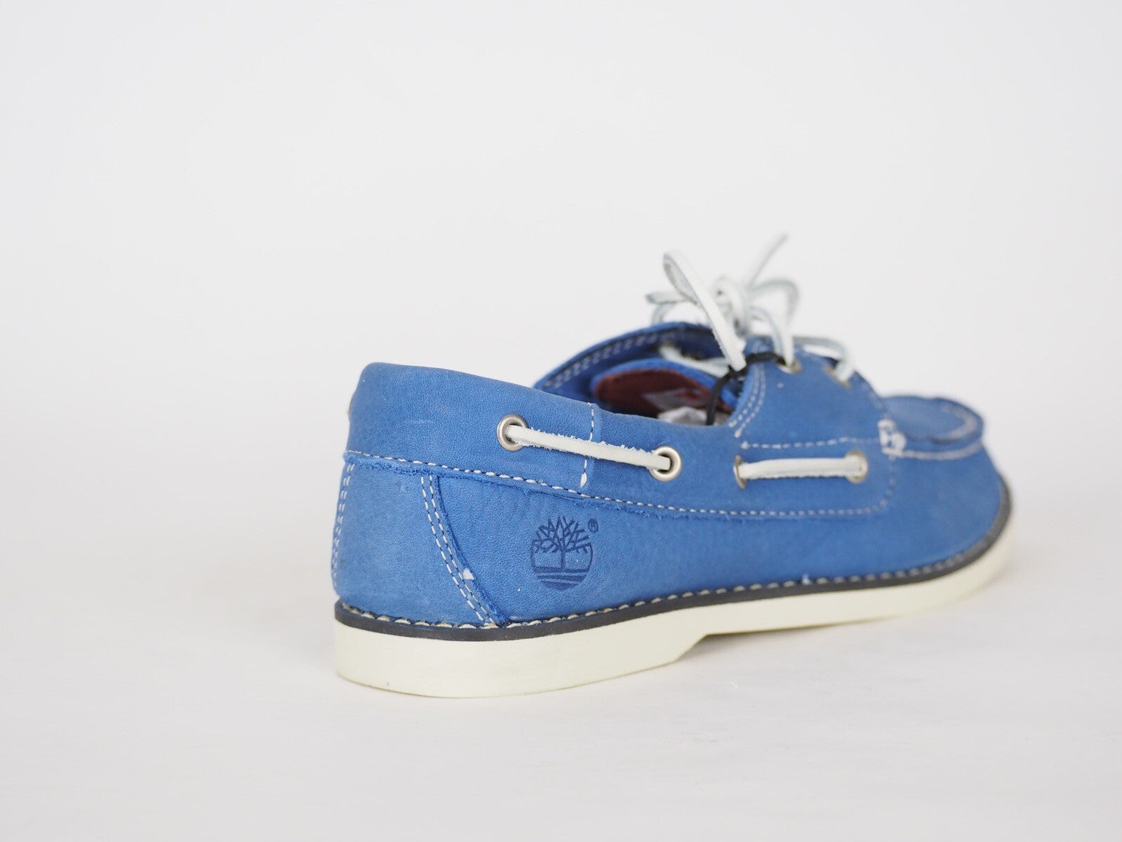 Boys Timberland Classic 1477A Blue Leather 2 Eye Lace Up Casual Kids Boat Shoes