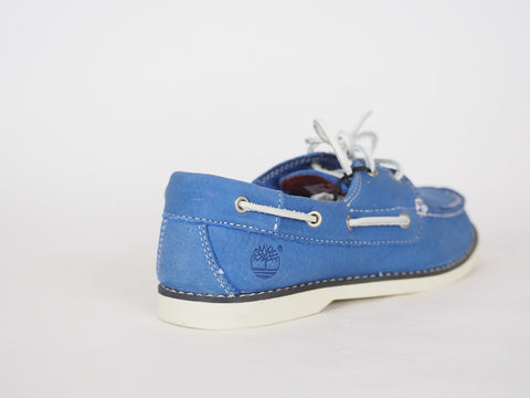 Boys Timberland Classic 1477A Blue Leather 2 Eye Lace Up Casual Kids Boat Shoes