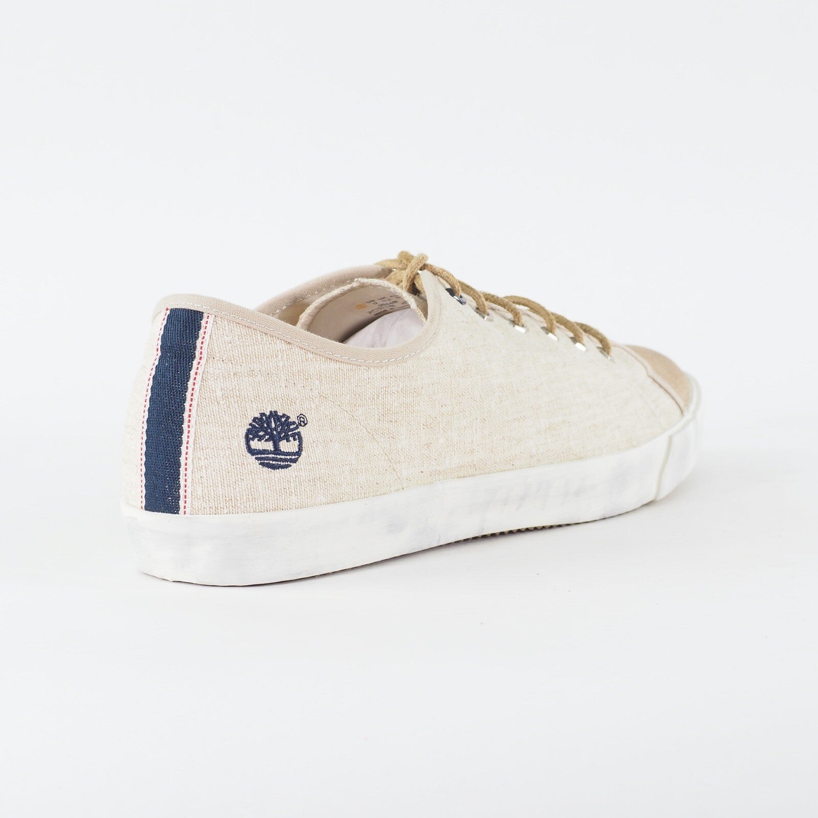 Mens Timberland EK Glastenbury 9044B Beige Canvas Lace Up Low Top Casual Shoes