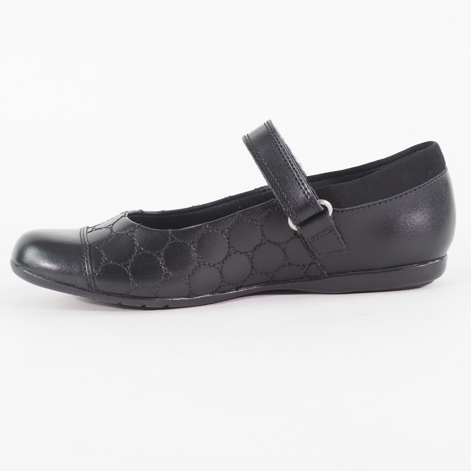 Girls Clarks Dance Buzz Black Leather Leader One Strap School Walking Shoes