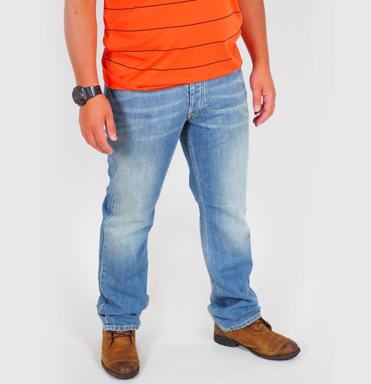 Mens The Original Ben Sherman Ramone DMA631NE Slim Light Blue Casual Trousers