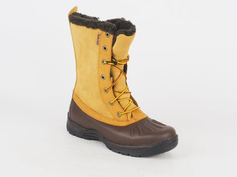 Boys Timberland Mallard 33985 Brown Wheat Leather Waterproof Lace Up Snow Boots