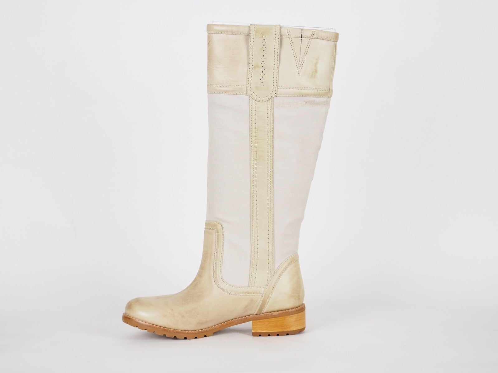 Womens Timberland Brogue Canvas 11621 Leather Fabric Pull On Tall Boots