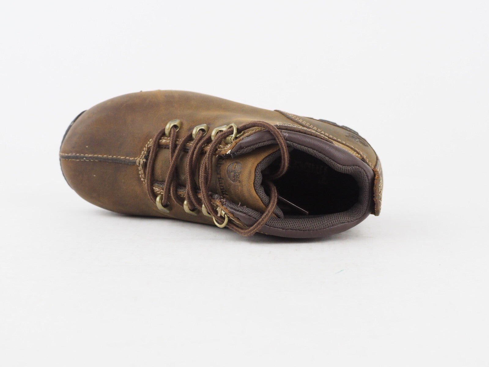 Boys Timberland 43838 Brown Leather Lace Up Walking Shoes Kids Hiking Boots