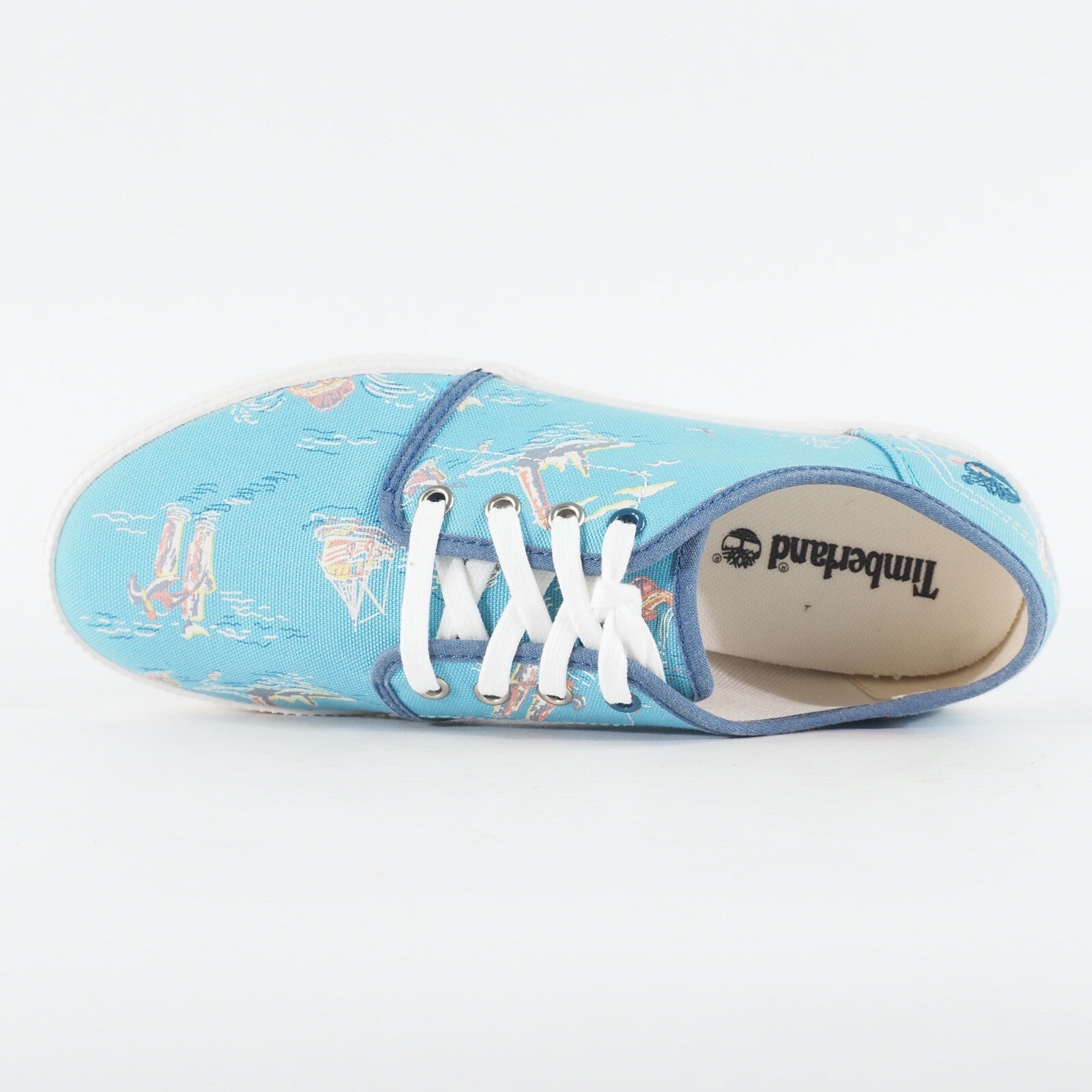 Mens Timberland Newport Bay A14WP Blue Ocean Graphic Canvas Lace Casual Trainers
