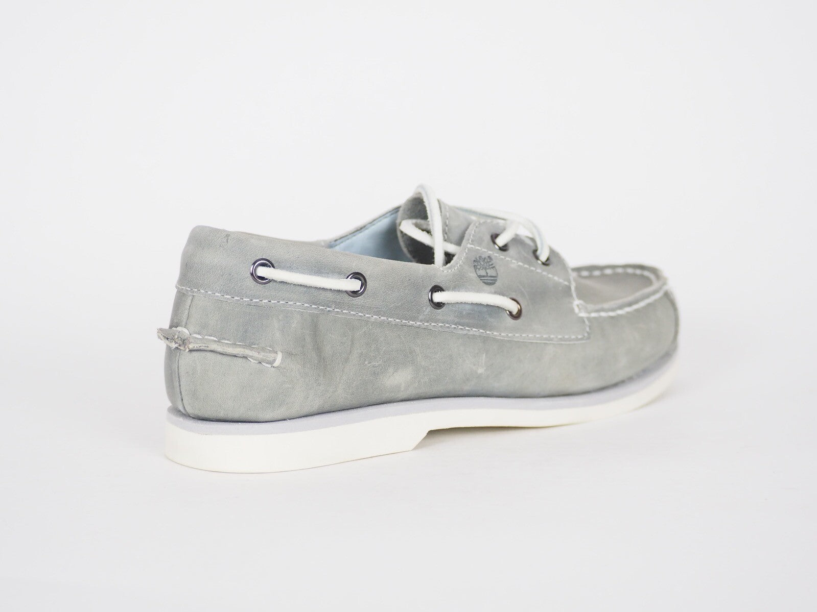 Junior Girls Timberland 2 Eye 4690R Grey Leather Boat Shoes UK 5