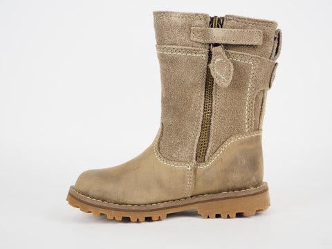 Girls Timberland Asphalt Trail 1183R Beige Leather Tall Side Zip Winter Boots