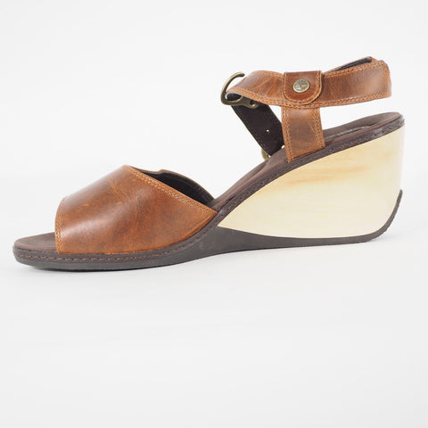 Womens Timberland Lascaux 15675 Brown Leather Open Toe Strap Up Walking Shoes 