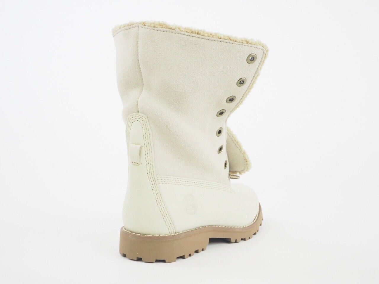Youth Timberland Fold Over Premium 21726 Cream Leather Suede Boots