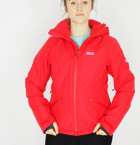 Womens Jack Wolfskin Good Alpine 1111631 Red Fire Zip Up Waterproof Jacket