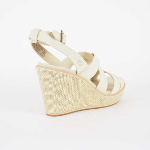 Womens Timberland EK 3950R Beige Leather Wedge Sandals Casual Summer Shoes