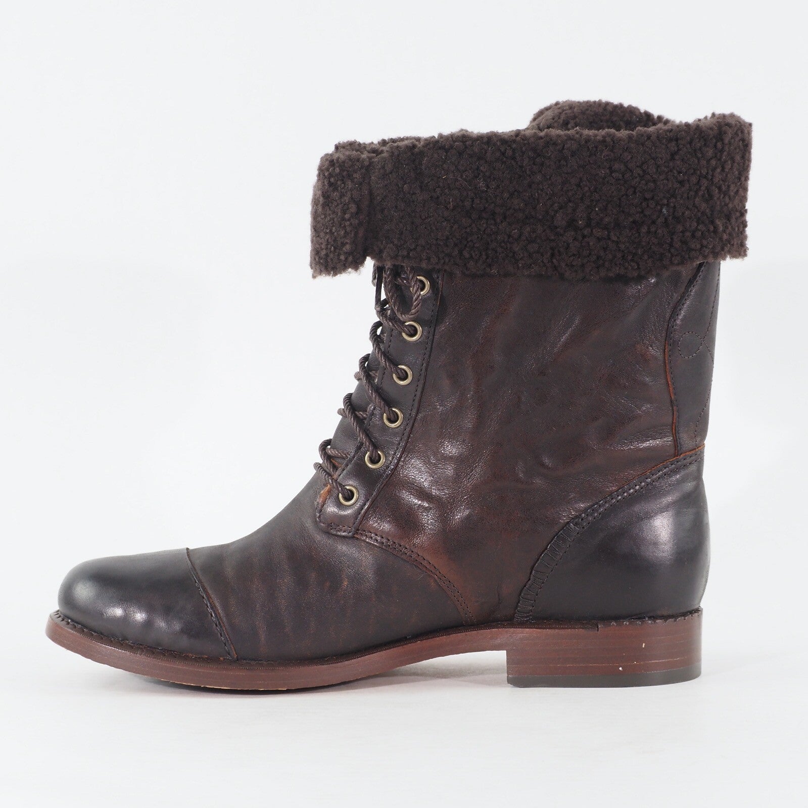 Womens Timberland Lucille 10 Inch 25687 Dark Brown Leather Lace Up Casual Boots