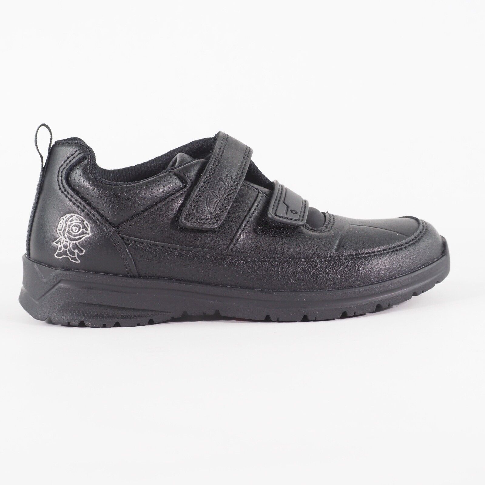 Boys Clarks Reflectace 13297 E Black Double Strap School Walking Kids Shoes