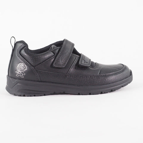 Boys Clarks Reflectace 13297 E Black Double Strap School Walking Kids Shoes