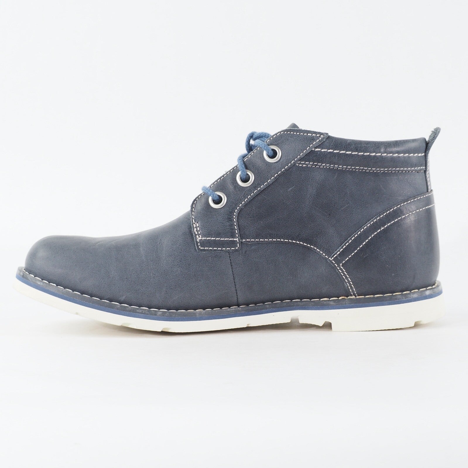 Mens Timberland Rugged Chukka 6863B Navy Blue Leather Lace Up Casual Ankle Boots