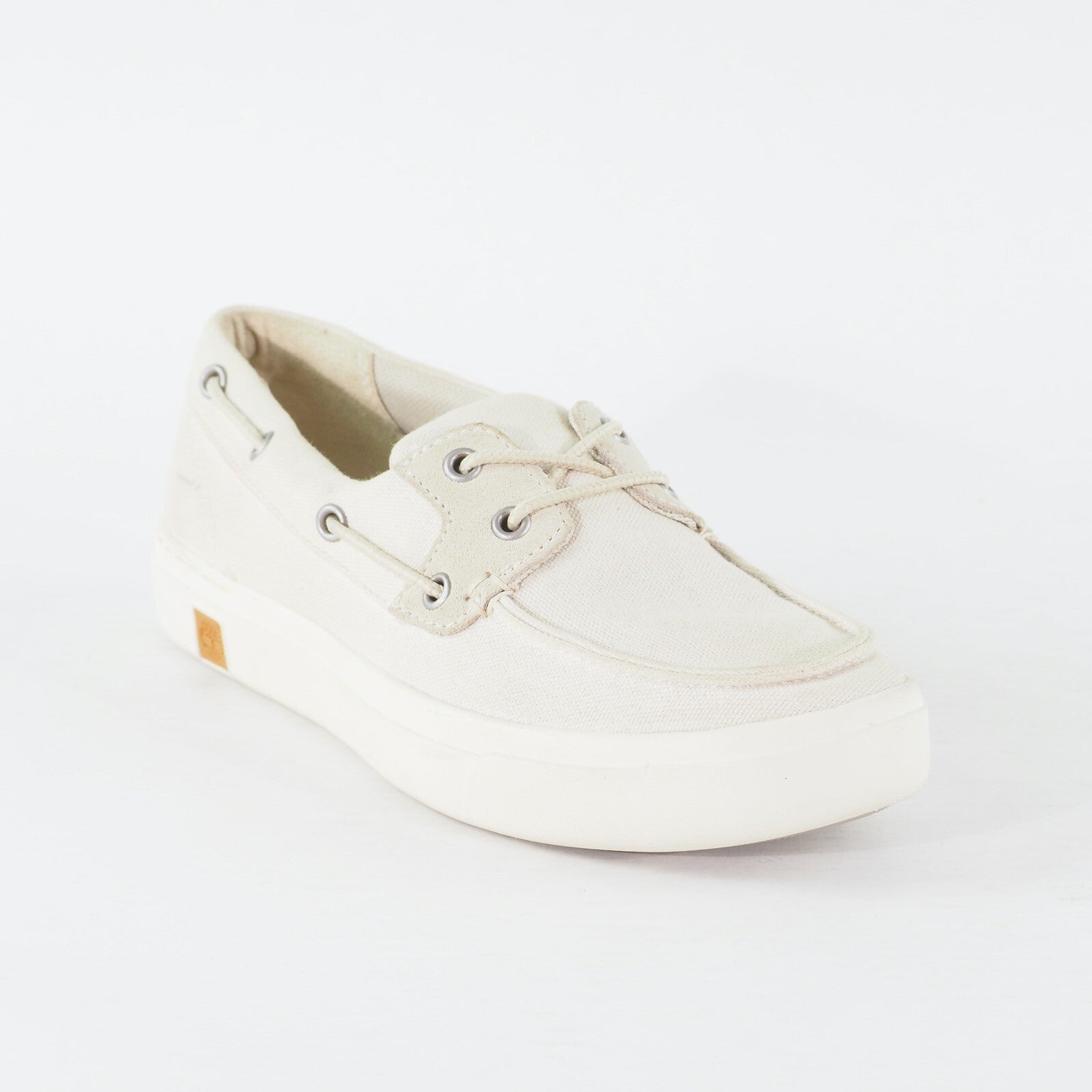 Womens Timberland 2 Eye A1A18 Off White Canvas Lace Up Casual Boat Light Shoes