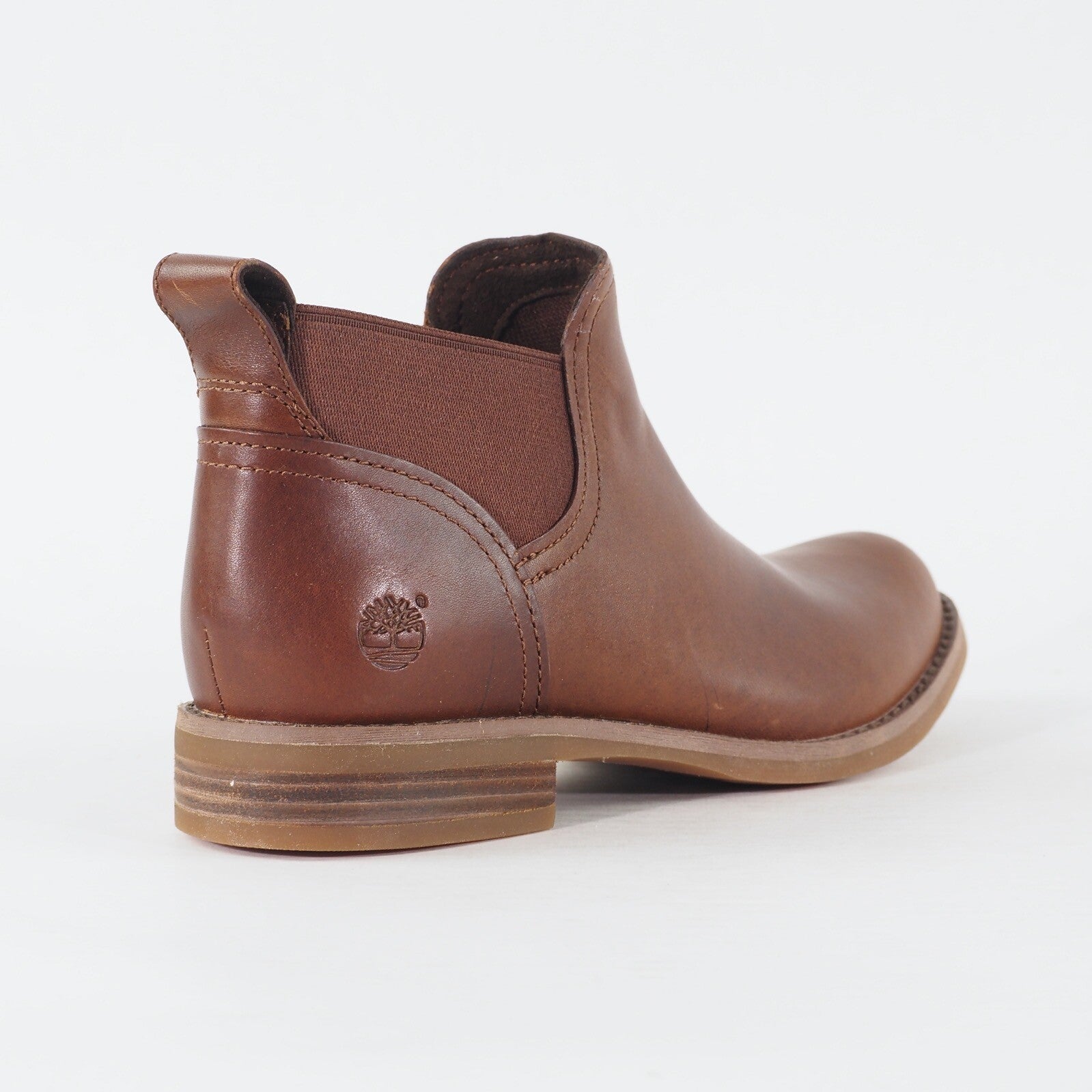 Womens Timberland A112B Warm Brown Leather Pull On Casual Chelsea Boots