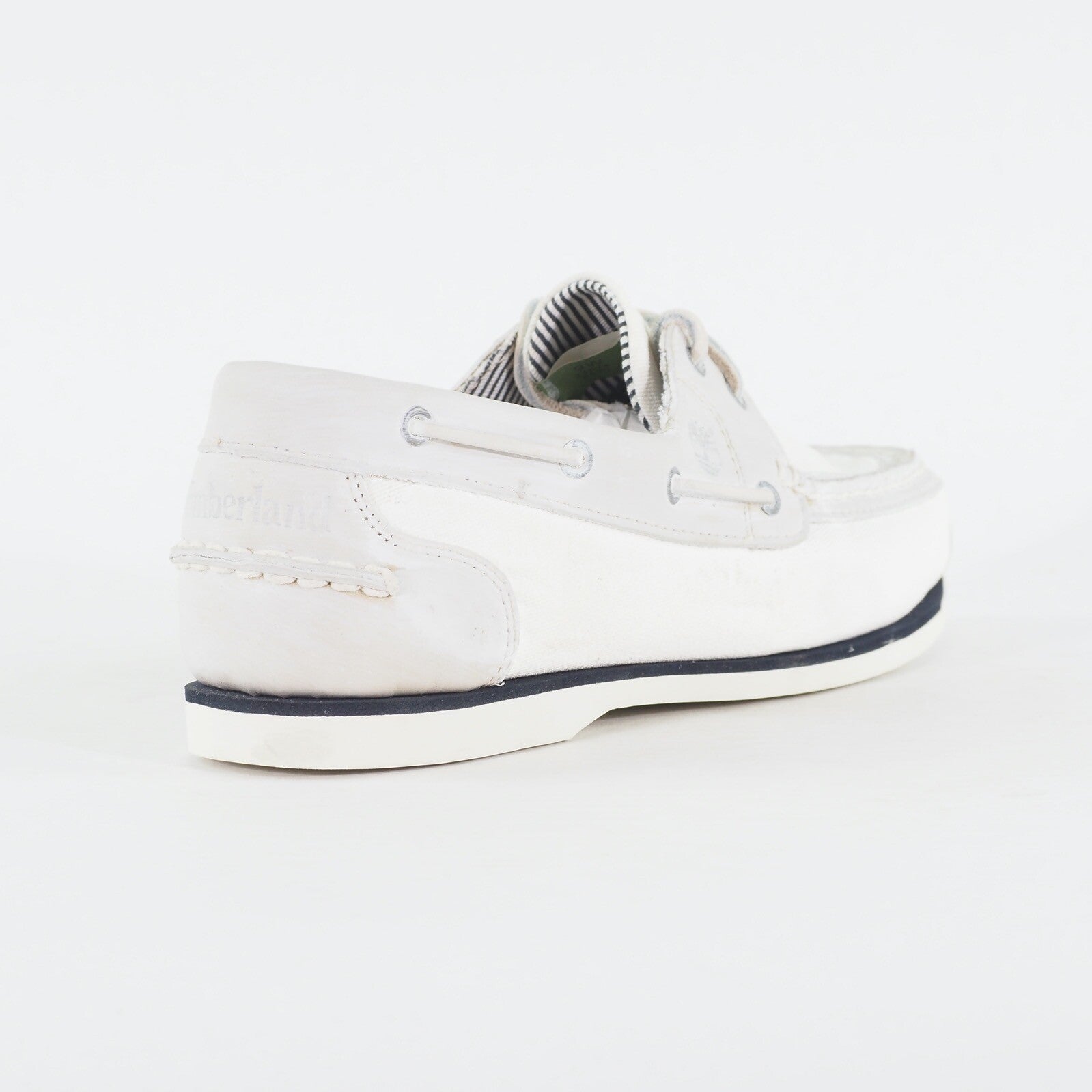 Womens Timberland Amherst 24674 Bright White Leather Lace Up Casual Boat Shoes