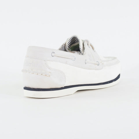 Womens Timberland Amherst 24674 Bright White Leather Lace Up Casual Boat Shoes