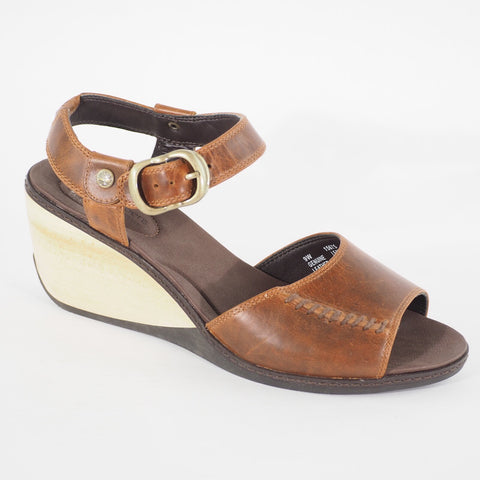 Womens Timberland Lascaux 15675 Brown Leather Open Toe Strap Up Walking Shoes 