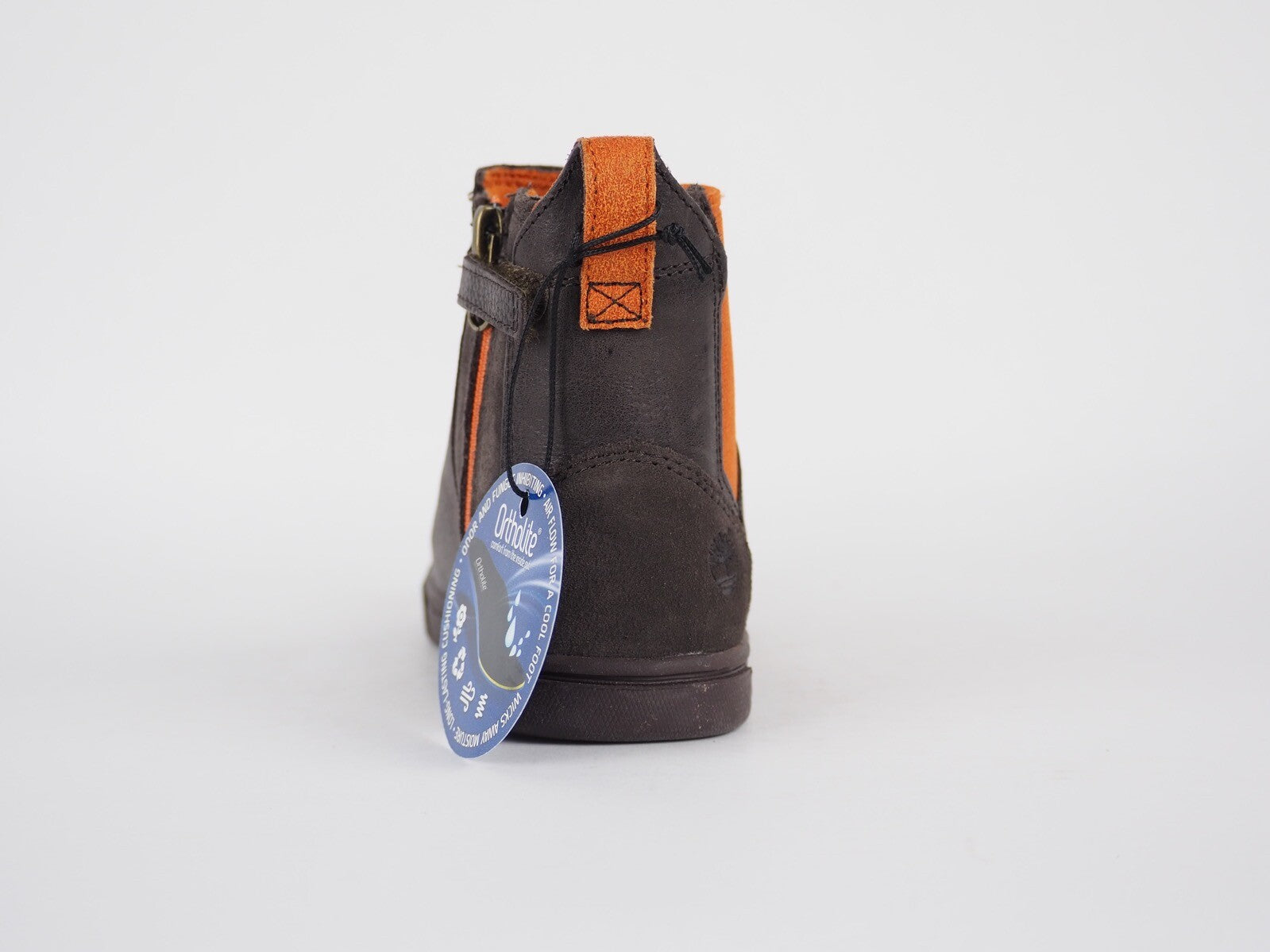 Timberland Groveton A19SV Dark Brown Leather Casual Kids Chelsea Pull On Boots