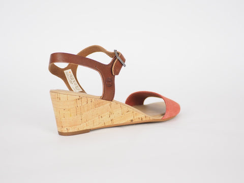 Womens Timberland Sibbern A1BA5 Coral Leather Strap Casual Wedge Summer Sandals