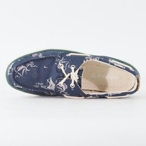 Mens Timberland Hookset Handcrafted 2 Eye A17PI Navy Canvas Lace Up Boat Shoes
