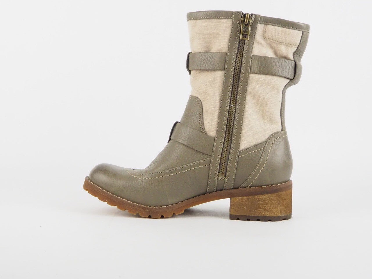Womens Timberland Earthkeepers Ankle Boots 3840R Beige Grey Zip Up Boots