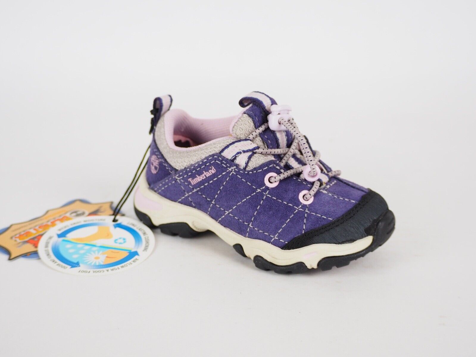 Infants Timberland EK Trail 3983R Purple Leather Lace Up Hiking Baby Shoes