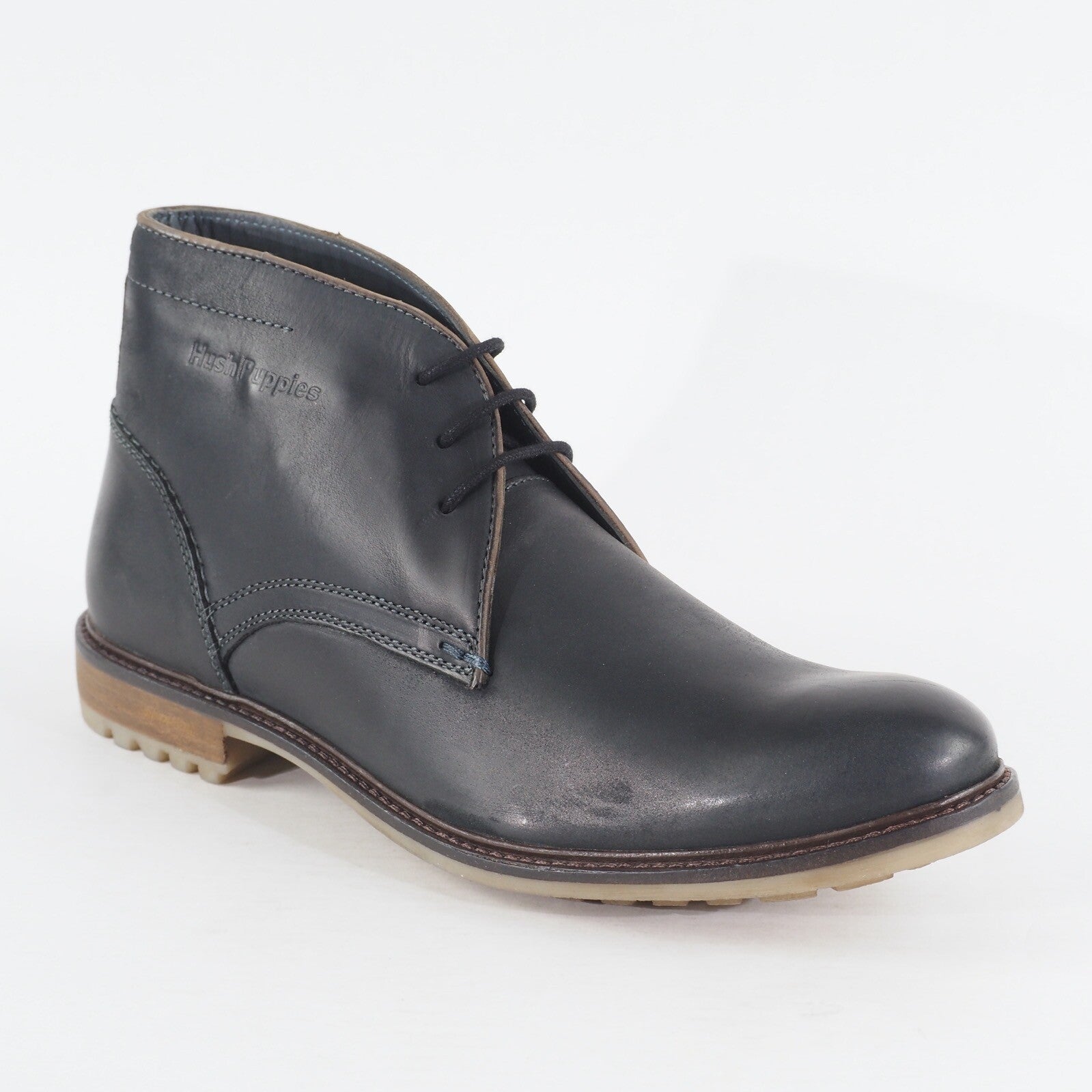 Mens Hush Puppies Benson Rigby HM01251 001 Black Leather Lace Up Casual Boots