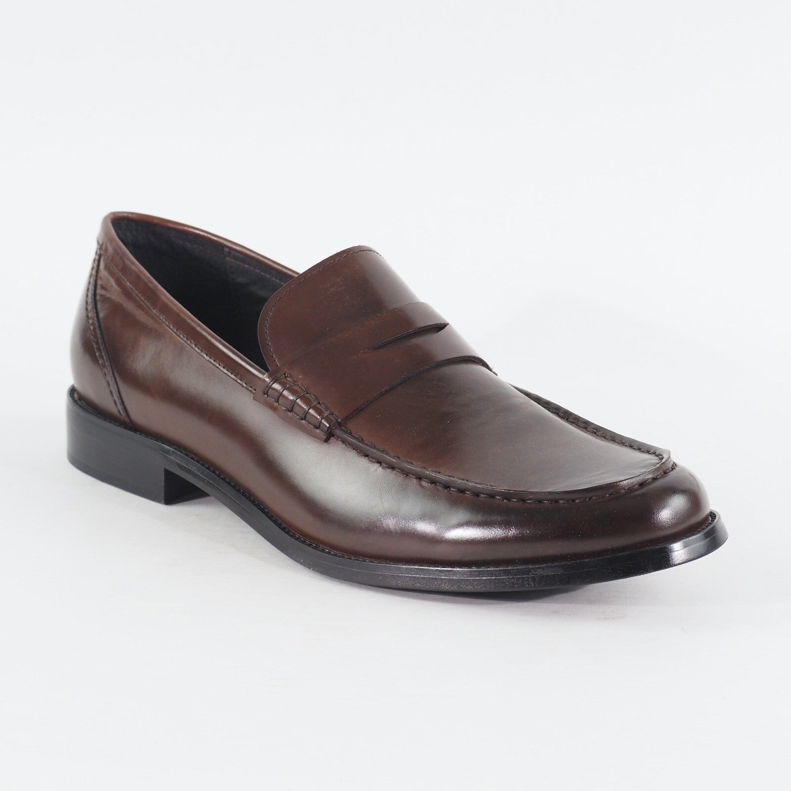 Mens John White Wallace Dark Brown Leather Slip On Formal Shoes